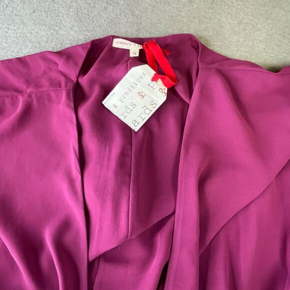 STANDARDS & PRACTICES Candice Georgette Wrap DressSize 1X  In Rose - Picture 9 of 13
